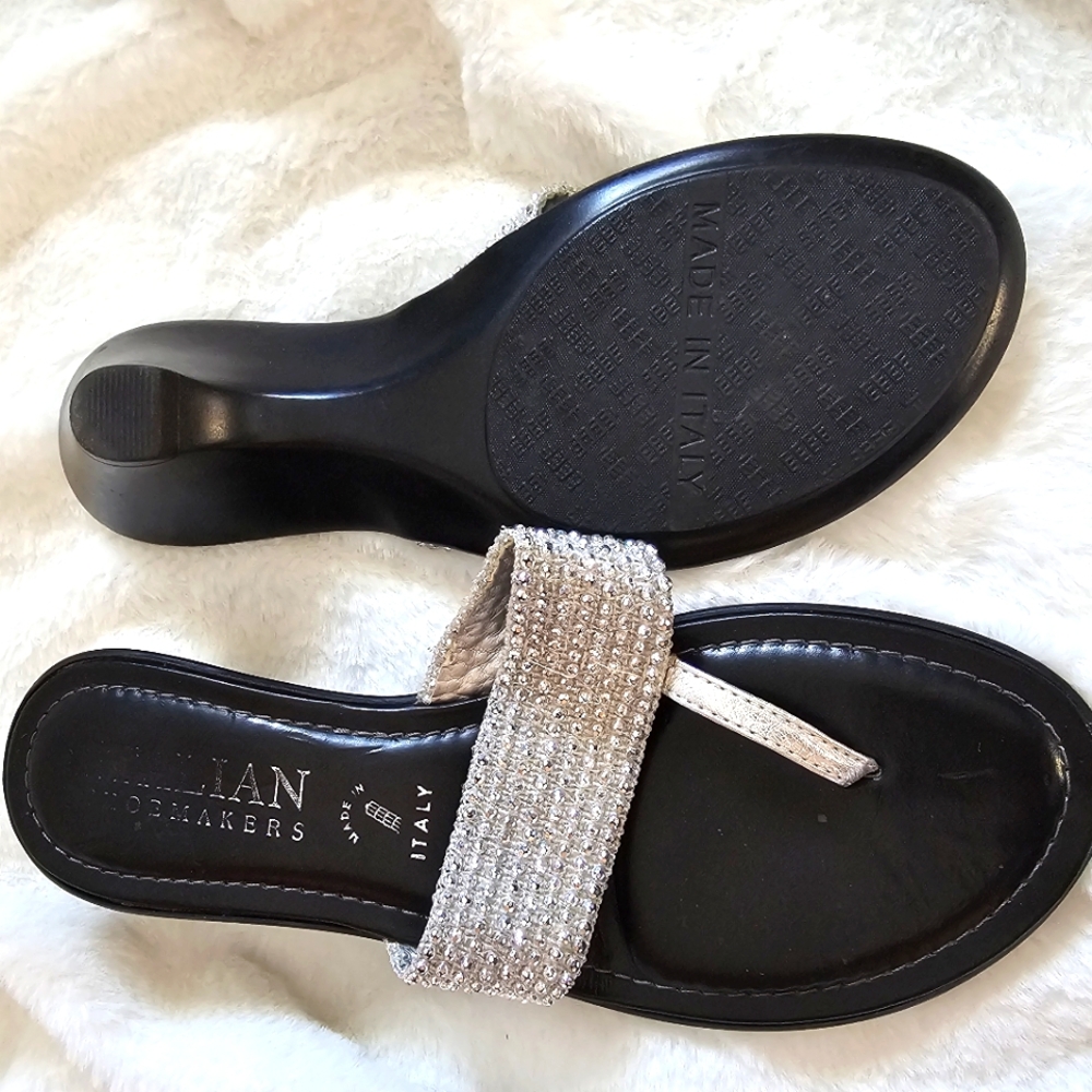 Italian Shoemakers Black and Silver Sandals